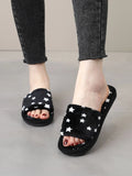 SHEIN Star Pattern Fluffy Bedroom Slippers