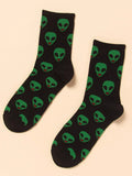Shein Alien Print Crew Socks