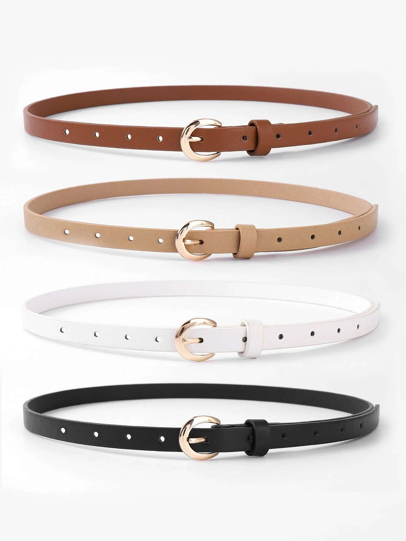 Shein 4pcs Metal Buckle Belt With Hole Punch