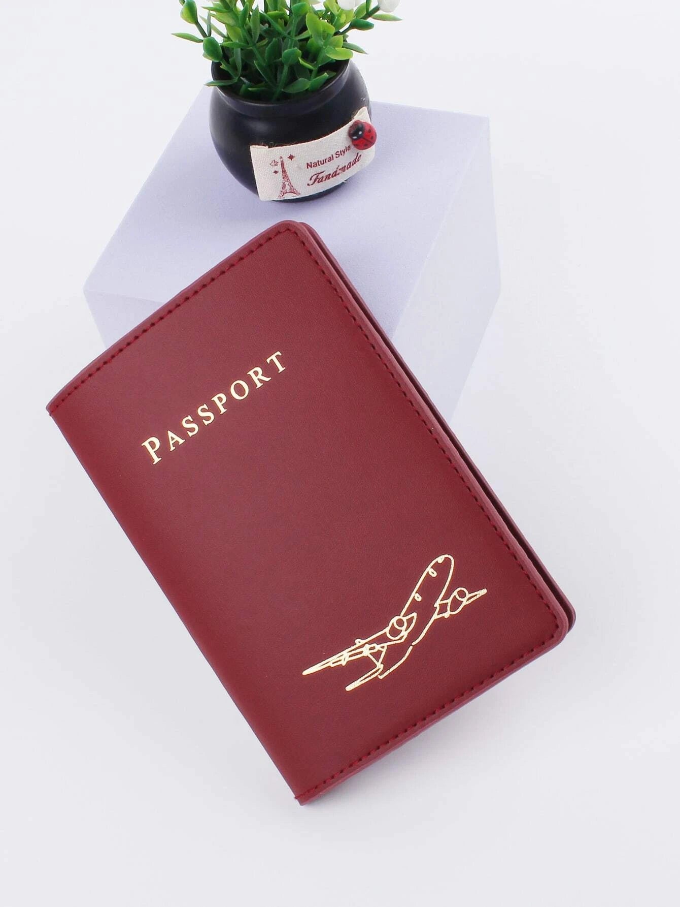 Shein Plane & Letter Graphic Passport Case