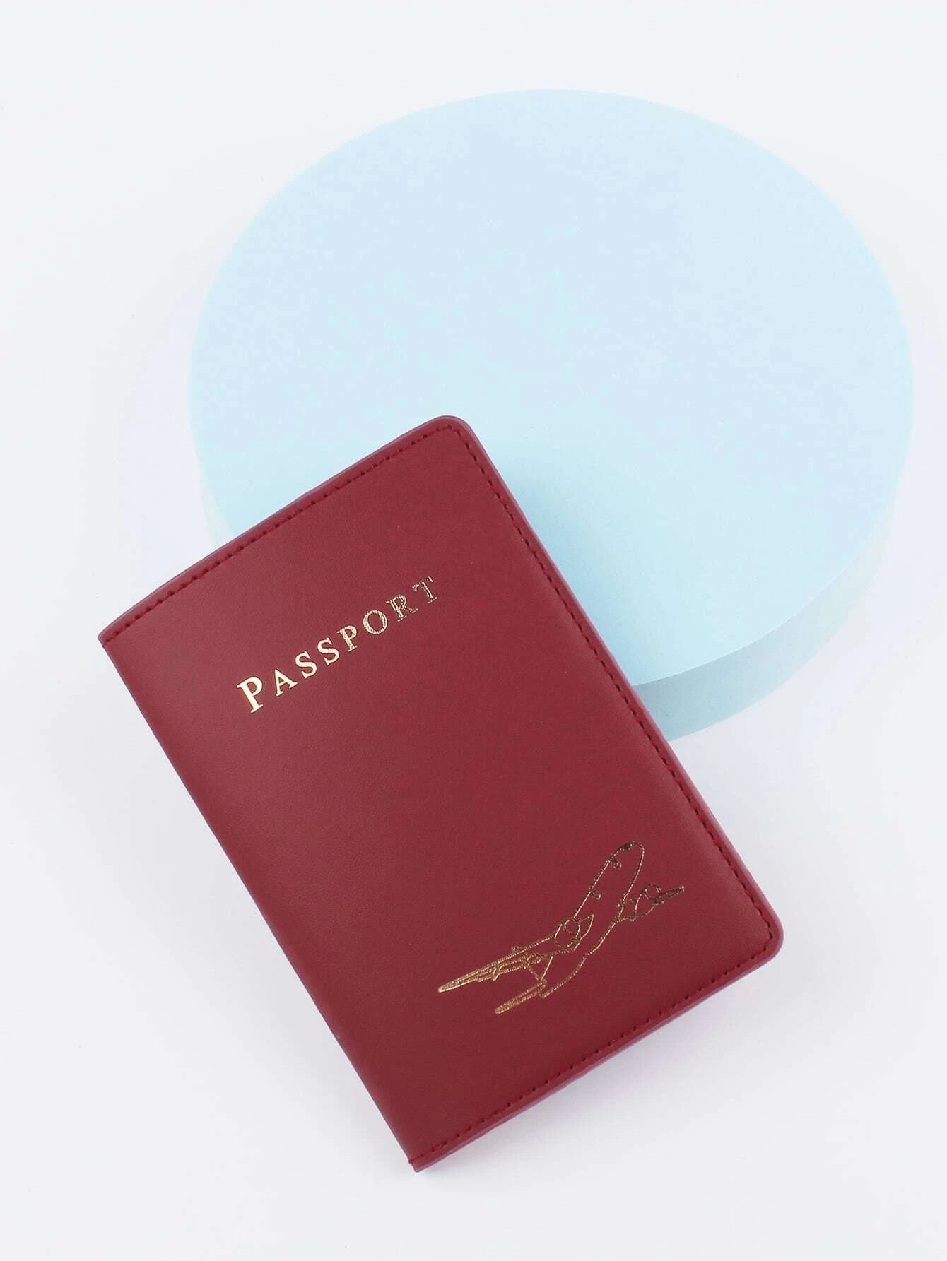 Shein Plane & Letter Graphic Passport Case