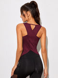SHEIN Cut Out Back Solid Sports Tank Top