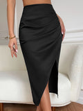  | SHEIN High Waist Ruched Asymmetrical Hem Skirt | Skirt | Shein | OneHub