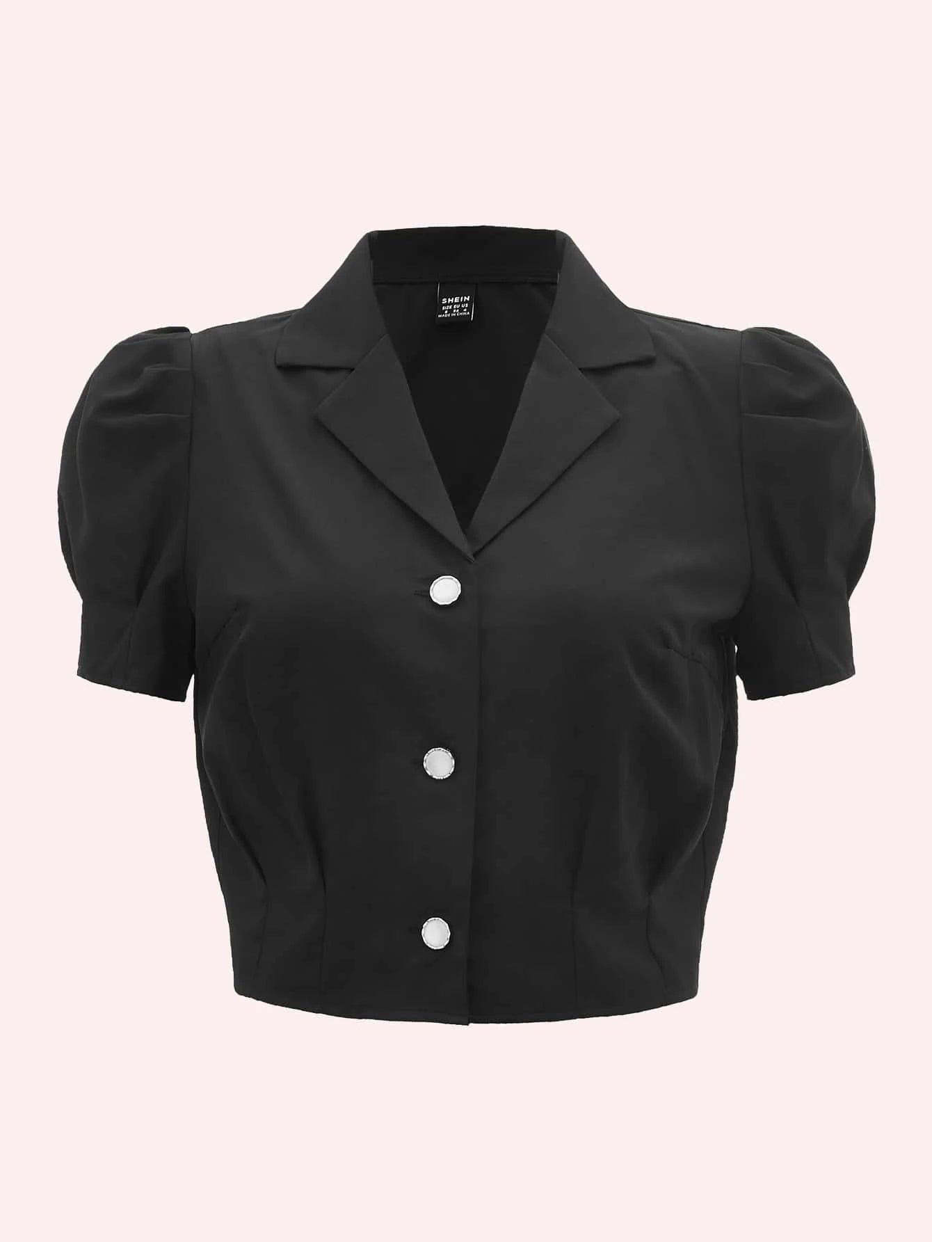  | SHEIN MOD Lapel Collar Puff Sleeve Button Up Blouse | Blouse | Shein | OneHub