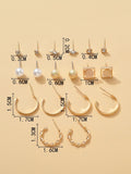 Shein 9pairs Rhinestone & Faux Pearl Detail Earrings