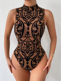  | Shein Baroque Print Mock Neck Bodysuit Without Lingerie Set | Bodysuit | Shein | OneHub