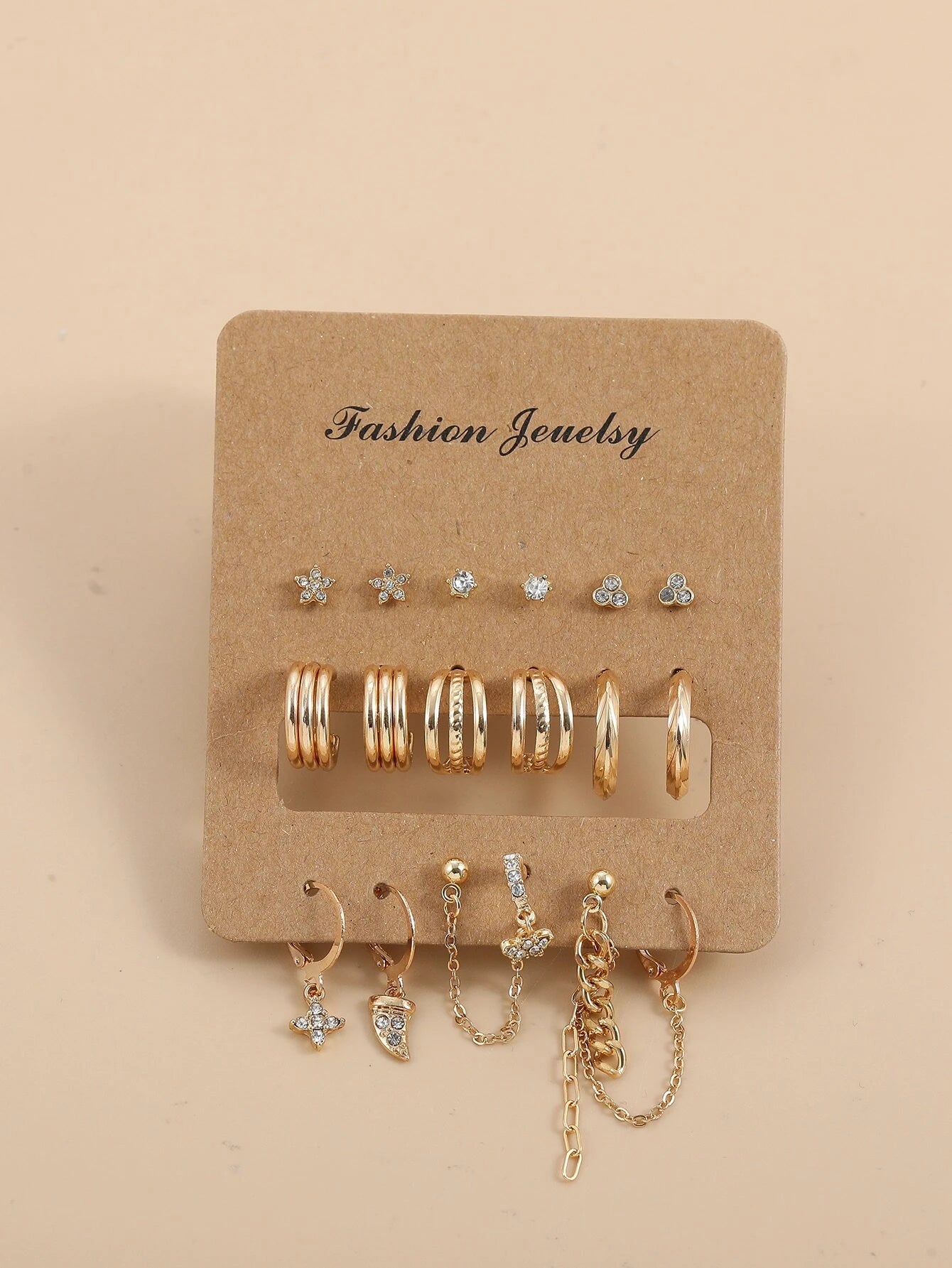 Shein 8pairs Rhinestone & Flower Decor Earrings