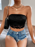 SHEIN SXY Backless Lace Crop Tube Top