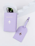 Shein Plane & Letter Graphic Passport Case With Luggage Tag