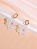 Shein Rhinestone & Flower Decor Drop Earrings