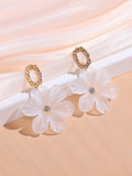 Shein Rhinestone & Flower Decor Drop Earrings