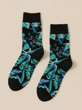 Shein Plant & Leopard Print Crew Socks