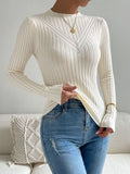  | SHEIN Eyelet Detail Ribbed Knit Mock Neck Sweater | Sweater | Shein | OneHub