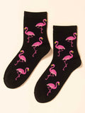Shein Flamingo Pattern Crew Socks