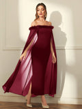  | SHEIN Modely Off Shoulder Fuzzy Trim Split Thigh Chiffon Prom Dress | Dress | Shein | OneHub