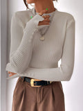 SHEIN Split Cuff Ribbed Knit Sweater