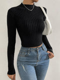 SHEIN Solid Stand Collar Sweater