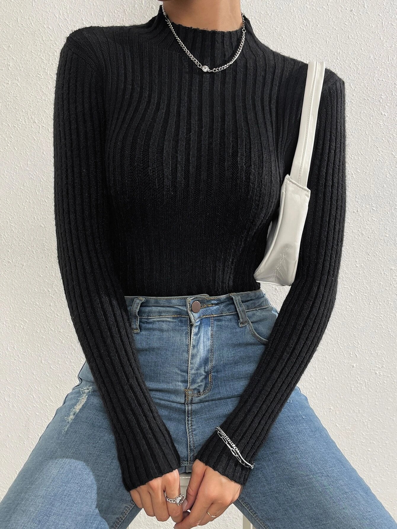  | SHEIN Solid Stand Collar Sweater | Sweater | Shein | OneHub