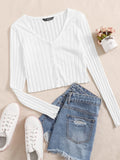  | SHEIN EZwear Rib-knit Single Breasted Tee | Top | Shein | OneHub