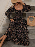 | SHEIN Allover Floral Print Square Neck Bishop Sleeve Dress | Dress | Shein | OneHub