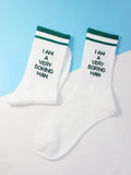 Shein Men Slogan Graphic Crew Socks