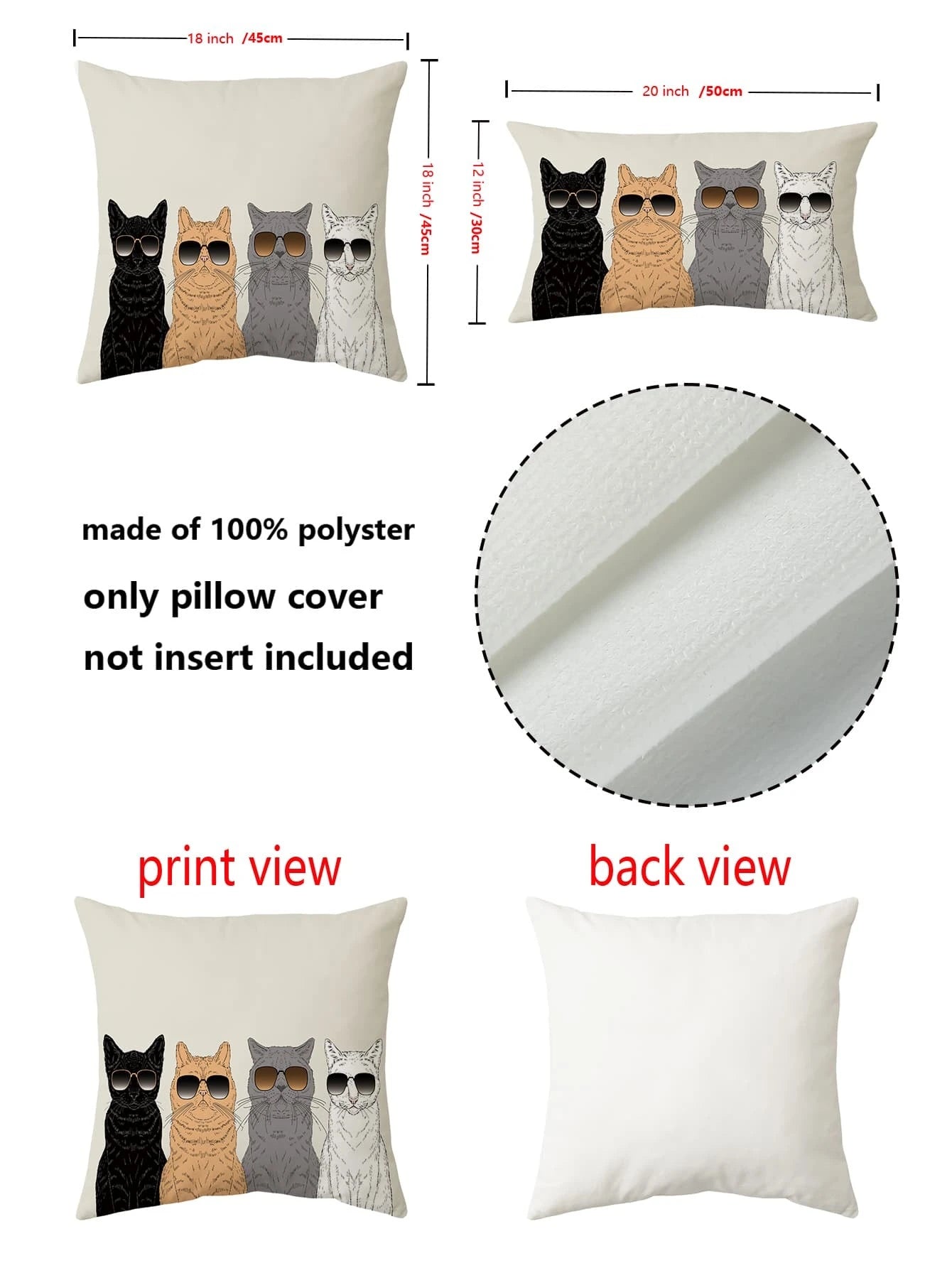  | Shein 1pc Cat Print Cushion Cover Without Filler | Pillow Cover | Shein | OneHub