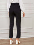  | Shein Solid Eyelet Buckle Belted Tailored Pants | Pants | Shein | OneHub
