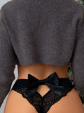 Shein Floral Lace Bow Back Panty