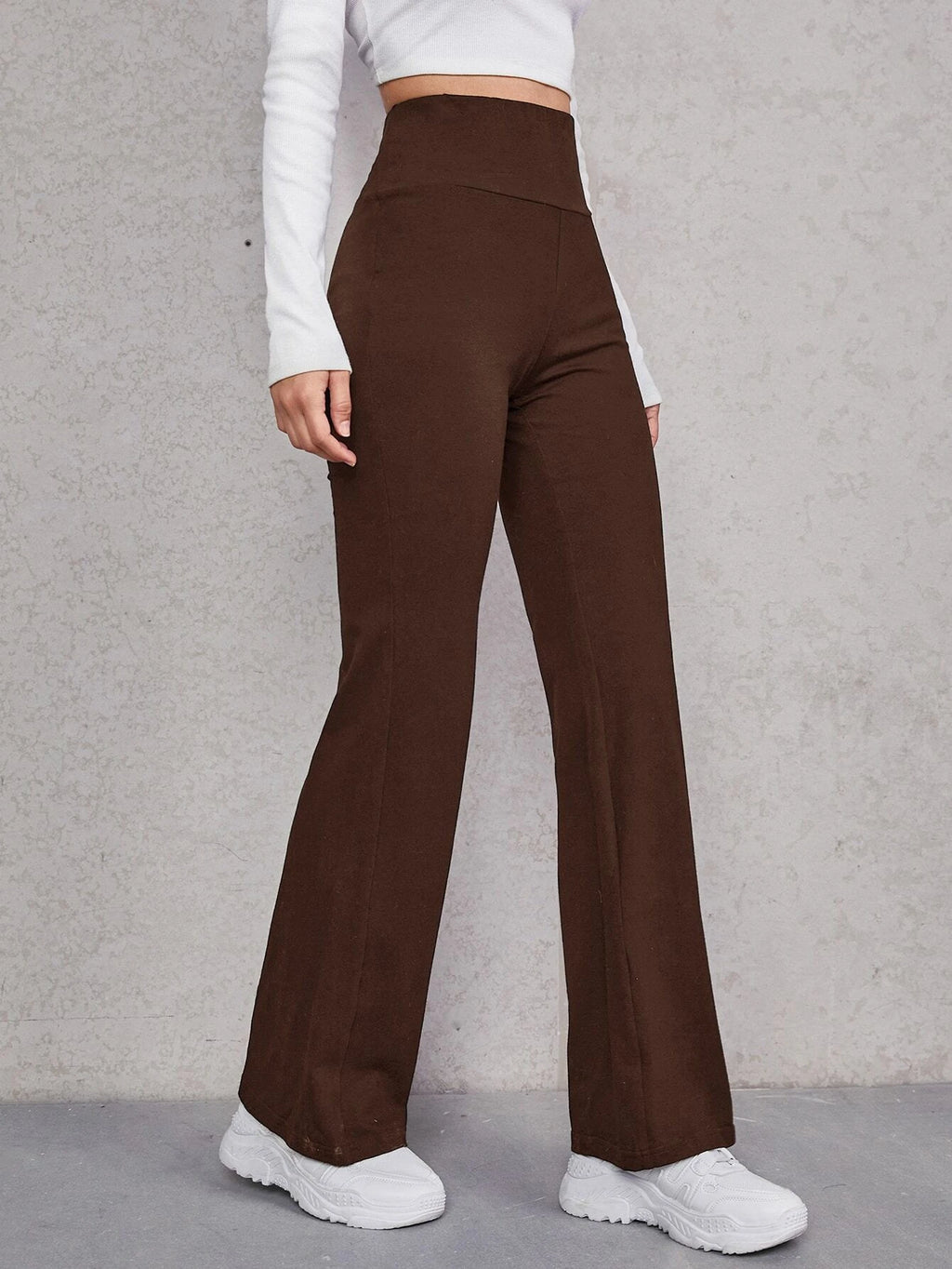 Shein Shein Ezwear High Waist Slit Hem Flare Leg Pants