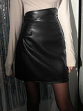 SHEIN DAZY High Waist PU Leather Skirt
