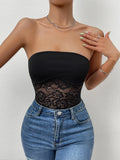 SHEIN Contrast Lace Tube Top