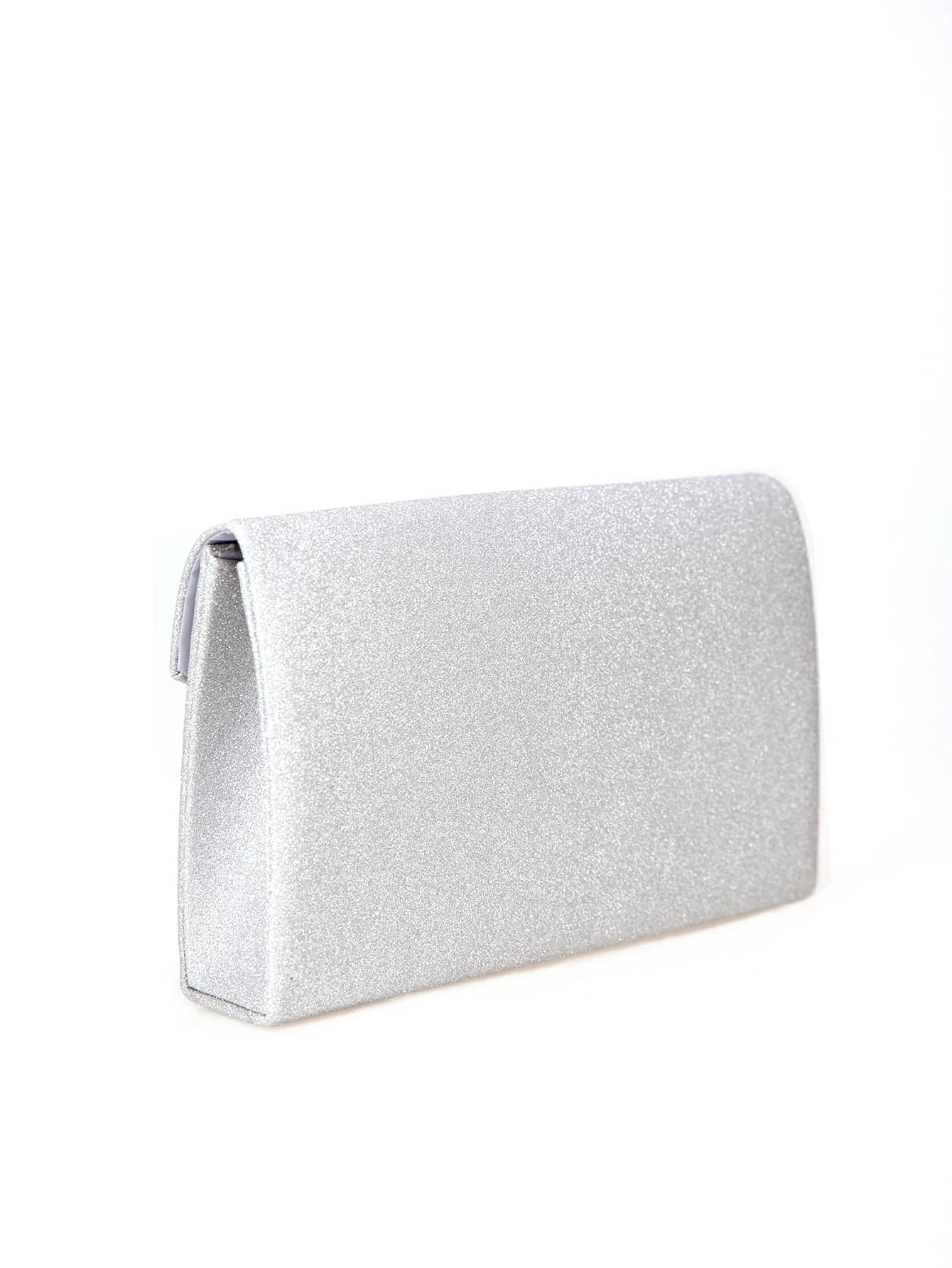 SHEIN Glitter Metal Decor Flap Square Bag