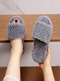 SHEIN Women Lightweight Single Band Home Slippers, Minimalist Grey Fuzzy Bedroom Slippers For Indoor