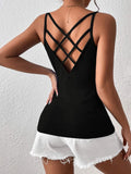 SHEIN Privé Solid Criss Cross Back Cami Top