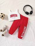 SHEIN Baby Letter Graphic Tank Top & Sweatpants