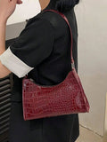 SHEIN Croc Embossed Baguette Bag