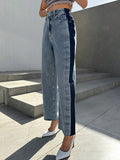 SHEIN DAZY Contrast Side Seam Straight Leg Jeans