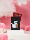 SHEIN X Dudeline Cartoon Cat Graphic Passport Case Flap PU