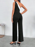 SHEIN One Shoulder Asymmetrical Neck Jumpsuit