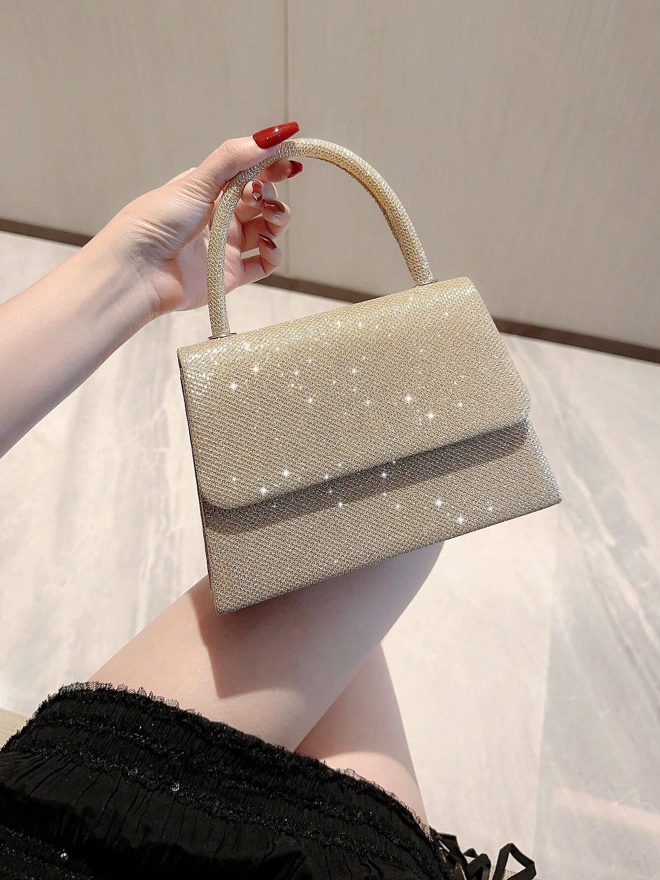SHEIN Mini Square Bag Glitter Glamorous Chain Strap