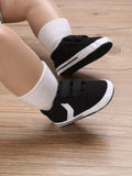 SHEIN Baby Boys Two Tone Hook-and-loop Fastener Canvas Sporty Skate Shoes For Spring And Autumn