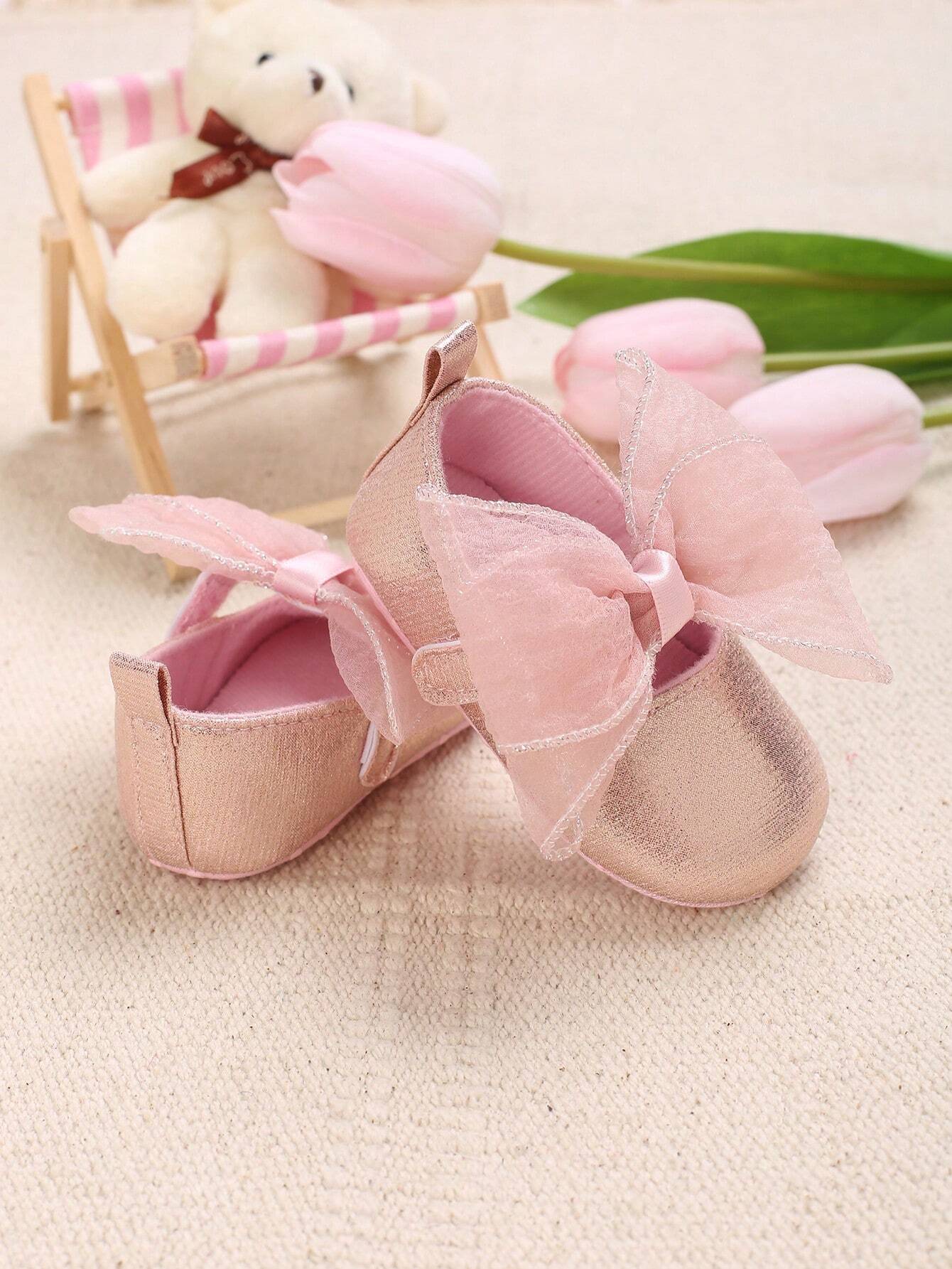 SHEIN Baby Girls Bow Decor Flats For Spring & Fall