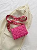 SHEIN Mini Pink Stitched Pu Flap Square Bag