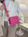 SHEIN Mini Pink Stitched Pu Flap Square Bag