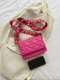 SHEIN Mini Pink Stitched Pu Flap Square Bag