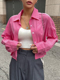 SHEIN DAZY Solid Drop Shoulder Button Front Shirt