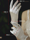 SHEIN 1pair Women's French Vintage Style White Pearl Gloves, Thin Section Sunscreen Party Satin Gloves For Women