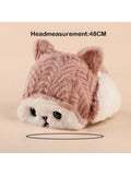 SHEIN 1pc Cartoon Knitted Ear Protection Thickened Hat For Kids And Babies, Winter