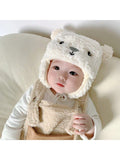 SHEIN 1pc Cute Bear Shaped Toddler Baby Hat With Earflaps For Daily Winter Outing