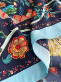 SHEIN 1pc Ladies' Imitation Silk Floral Printed Diagonal Striped Fashion Scarf For Daily Decoration